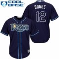 Mens Majestic Tampa Bay Rays #12 Wade Boggs Replica Navy Blue Alternate Cool Base MLB Jersey