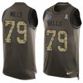 Mens Nike Buffalo Bills #79 Jordan Mills Limited Green Salute to Service Tank Top NFL Jersey