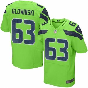 Mens Nike Seattle Seahawks #63 Mark Glowinski Elite Green Rush NFL Jersey