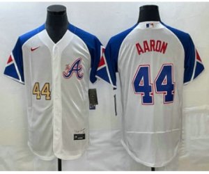 Men\'s Atlanta Braves #44 Hank Aaron Number White 2023 City Connect Flex Base Stitched Jersey1