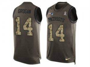 Mens Nike New England Patriots #14 Steve Grogan Limited Green Salute to Service Tank Top NFL Jersey