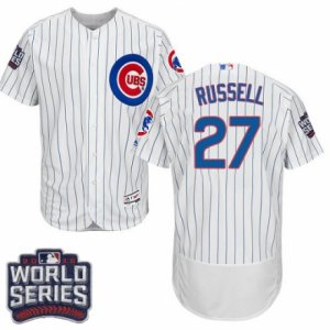 Men\'s Majestic Chicago Cubs #27 Addison Russell White 2016 World Series Bound Flexbase Authentic Collection MLB Jersey