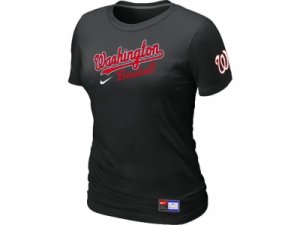 Women MLB Washington Nationals Black Nike Short Sleeve Practice T-Shirt