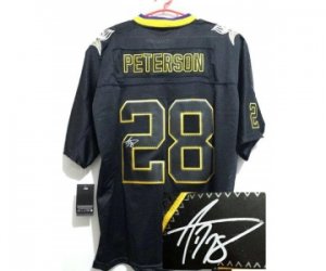 Nike jerseys minnesota vikings #28 peterson black[Elite lights out signature]