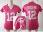 Nike Women Green Bay Packers #12 Aaron Rodgers Pink Womens Draft Him II Top Jerseys