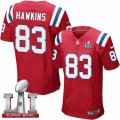 Mens Nike New England Patriots #83 Lavelle Hawkins Elite Red Alternate Super Bowl LI 51 NFL Jersey