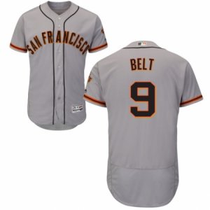 Mens Majestic San Francisco Giants #9 Brandon Belt Grey Flexbase Authentic Collection MLB Jersey