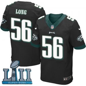 Men Nike Philadelphia Eagles #56 Chris Long Black 2018 Super Bowl LII Elite Jersey