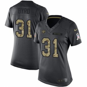 Women\'s Nike New Orleans Saints #31 Jairus Byrd Limited Black 2016 Salute to Service NFL Jersey