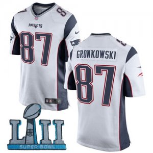 Nike Patriots #87 Rob Gronkowski White Youth 2018 Super Bowl LII Game Jersey