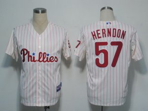 MLB Philadephia Phillies #57 Herndon white[red strip]Cool Base