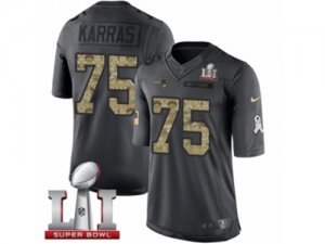 Mens Nike New England Patriots #75 Ted Karras Limited Black 2016 Salute to Service Super Bowl LI 51 NFL Jersey