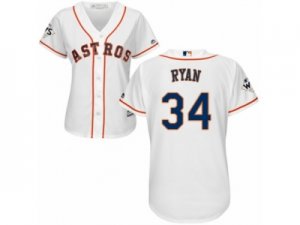 Women Majestic Houston Astros #34 Nolan Ryan Replica White Home 2017 World Series Bound Cool Base MLB Jersey