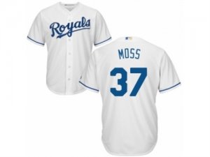 Mens Majestic Kansas City Royals #37 Brandon Moss Replica White Home Cool Base MLB Jersey