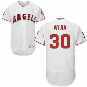 Men\'s Majestic Los Angeles Angels of Anaheim #30 Nolan Ryan White Flexbase Authentic Collection MLB Jersey