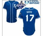2015 World series champions Mlb Kansas City Royals #17 Wade Davis blue jerseys