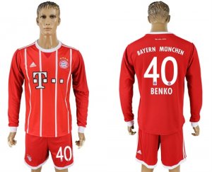 2017-18 Bayern Munich 40 EBNKO Home Long Sleeve Soccer Jersey