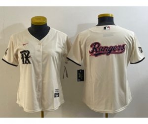 Women\'s Texas Rangers Big Logo Cream 2023 City Connect Stitched Baseball Jersey