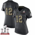 Womens Nike New England Patriots #12 Tom Brady Limited Black 2016 Salute to Service Super Bowl LI 51 NFL Jersey