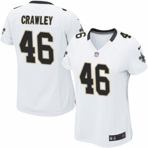 Womens Nike New Orleans Saints #46 Ken Crawley Limited White NFL Jersey