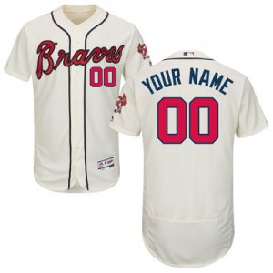 2016 Men Atlanta Braves Majestic Cream Flexbase Authentic Collection Custom Jersey