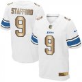 Nike Detroit Lions #9 Matthew Stafford White Mens Stitched NFL Elite Gold Jersey