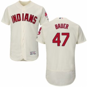 Men\'s Majestic Cleveland Indians #47 Trevor Bauer Cream Flexbase Authentic Collection MLB Jersey