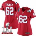 Womens Nike New England Patriots #62 Joe Thuney Elite Red Alternate Super Bowl LI 51 NFL Jersey