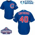 Youth Majestic Chicago Cubs #40 Willson Contreras Authentic Royal Blue Alternate 2016 World Series Champions Cool Base MLB Jersey