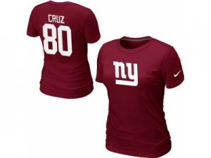 Women Nike New York Giants #80 Victor Cruz Name & Number T-Shirt Red