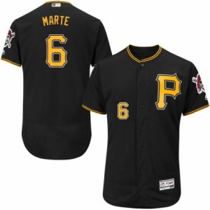 Men\'s Majestic Pittsburgh Pirates #6 Starling Marte Black Flexbase Authentic Collection MLB Jersey