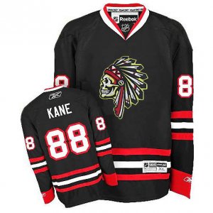 Mens Chicago Blackhawks #88 Patrick Kane Reebok Premier Black Skull Ice Hockey Jersey