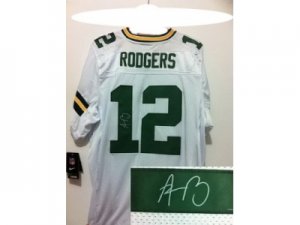 Nike Green Bay Packers #12 Aaron Rodgers white Jerseys(Signed Elite)