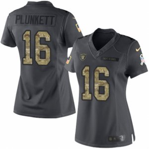 Women\'s Nike Oakland Raiders #16 Jim Plunkett Limited Black 2016 Salute to Service NFL Jersey