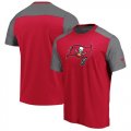 Tampa Bay Buccaneers NFL Pro Line by Fanatics Branded Iconic Color Block T-Shirt RedHeathered Gray