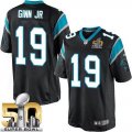 Youth Nike Panthers #19 Ted Ginn Jr Black Team Color Super Bowl 50 Stitched Jersey
