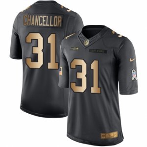 Men\'s Nike Seattle Seahawks #31 Kam Chancellor Limited Black Gold Salute to Service NFL Jersey