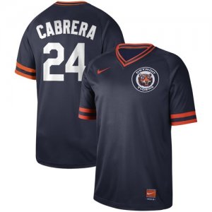 Tigers #24 Miguel Cabrera Navy Throwback Jersey