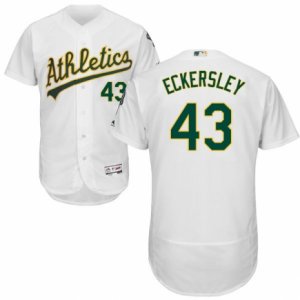 Men\'s Majestic Oakland Athletics #43 Dennis Eckersley White Flexbase Authentic Collection MLB Jersey