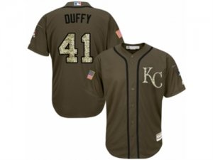 Youth Majestic Kansas City Royals #41 Danny Duffy Replica Green Salute to Service MLB Jersey