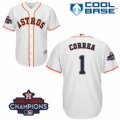 Astros #1 Carlos Correa White New Cool Base 2017 World Series Champions Stitched MLB Jersey