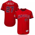 Mens Los Angeles Angels of Anaheim #27 Mike Trout Scarlet Stitched 2016 Fashion Stars & Stripes Flex Base Baseball Jersey