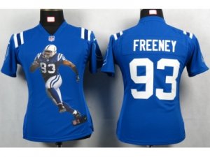 Nike Womens Indianapolis Colts #93 Freeney Blue Portrait Fashion Game Jerseys