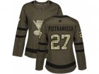 Women Adidas St. Louis Blues #27 Alex Pietrangelo Green Salute to Service Stitched NHL Jersey