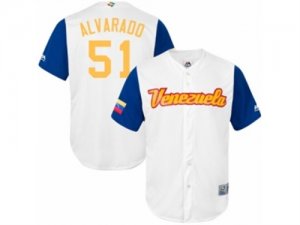 Mens Venezuela Baseball Majestic #51 Jose Alvarado White 2017 World Baseball Classic Replica Team Jersey