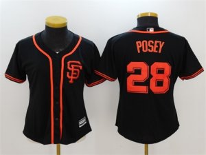 Giants #28 Buster Posey Black Women Cool Base Jersey