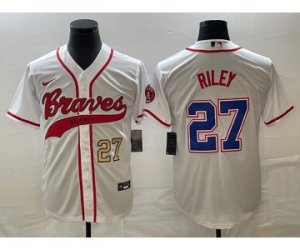 Men\'s Atlanta Braves #27 Austin Riley Number White Cool Base Stitched Baseball Jersey