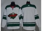 Men Adidas Minnesota Wild Blank White Road Authentic Stitched Custom Jersey