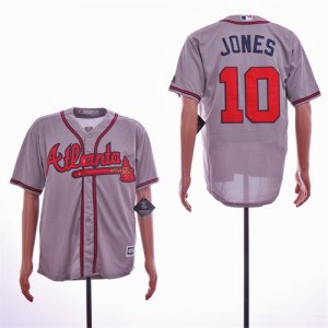 Braves #10 Chipper Jones Gray Cool Base Jersey