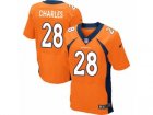 Mens Nike Denver Broncos #28 Jamaal Charles Elite Orange Team Color NFL Jersey